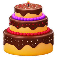 3D Birthday Cake Illustration