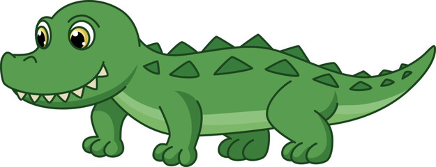 Green crocodile cartoon icon. Reptile animal character