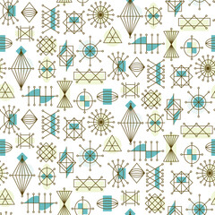 Mid-century modern, atomic age, geometric seamless pattern. Retro 1950s background. Geometric shapes, lines.