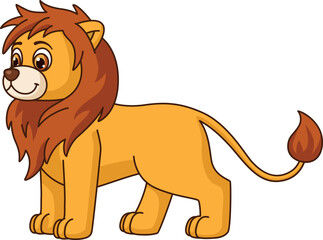 Funny lion icon. Cartoon wild baby animal