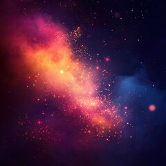 Naklejka premium Magical Neon Background with Bokeh Lights and Swirling Sparkles