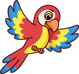 Colorful parrot flying cartoon icon. Exotic bird