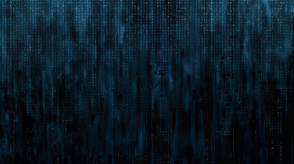 Abstract Data Stream Digital Rain of Letters and Numbers Cascades Down a Dark Blue Background