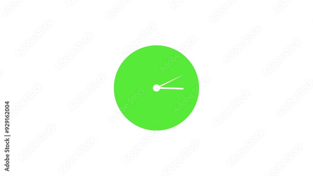 Poster clock icon with moving arrows in 12 hour looping. clock animation with withe background