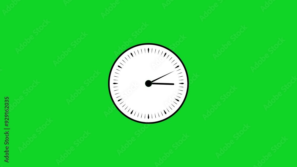 Poster digital clock icon animation with green background.