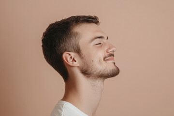 Obraz premium A close up of a man's face with his eyes closed