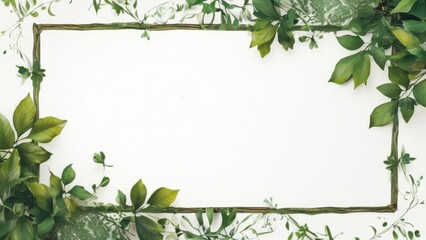 A frame with leaves and a frame with a frame for your text nature background