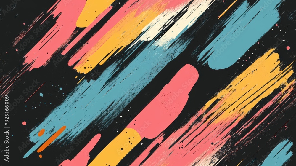 Poster this is a vibrant and abstract seamless geometric pattern that features distressed brush strokes in 