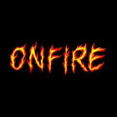 on fire text typography with fire shape. vector illustration for t-shirt printing design