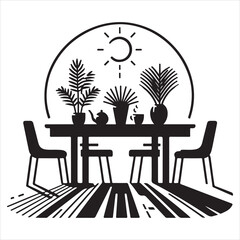 Silhouette of a dining table with royalty