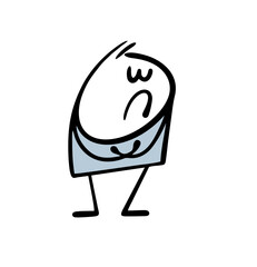 Cute child turned away, crossed his arms and made an offended face. Vector illustration of negative emotions. Funny cartoon character is unhappy and offended.