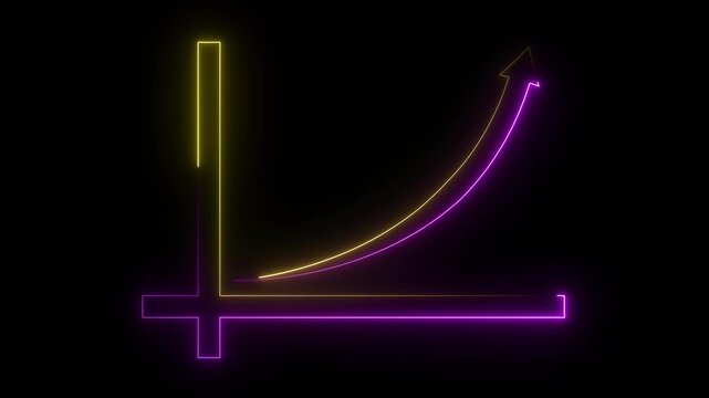 Neon line Rising arrow transparent channel. arrow rising transparent channel, business growth arrow and graph chart, Business line arrow on background color  black