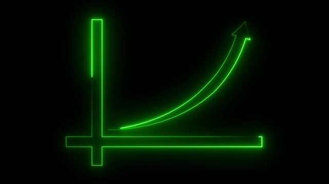 Neon line Rising arrow transparent channel. arrow rising transparent channel, business growth arrow and graph chart, Business line arrow on background color  black