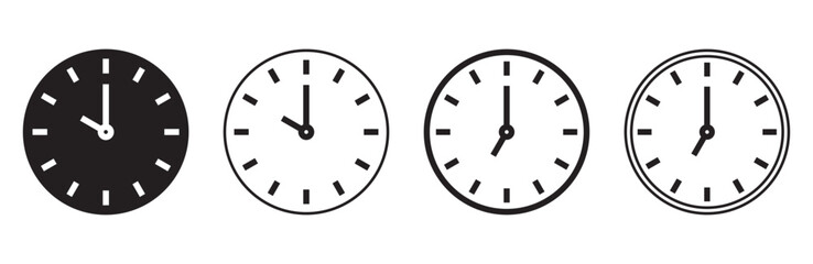 set of clock icon time symbol
