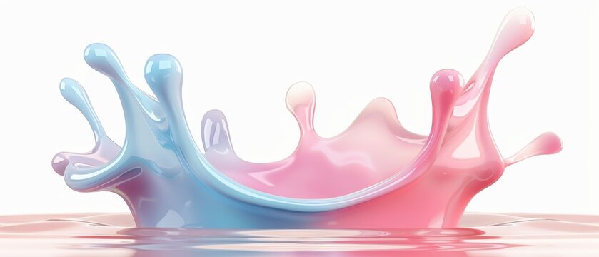 A splash of pink and blue paint on a white background