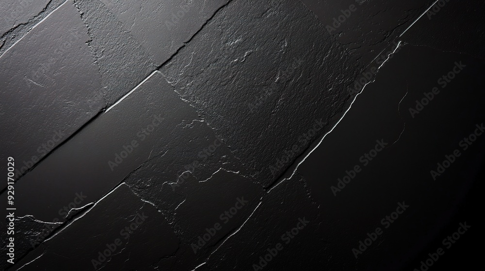 Poster Black Slate Texture: Diagonal Lines of Shadow and Light 