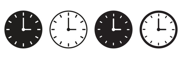 set of clock icon time symbol