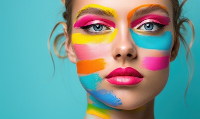 Fototapeta premium Stunning Model in Vivid Colors: High-Impact Fashion Photography