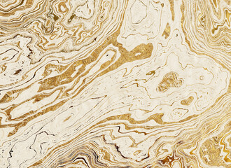 Abstract white and gold silky marble background 3d rendering