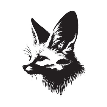 recommend clip art: silhouette of Fennec fox, filled with nature view in rough drawing,