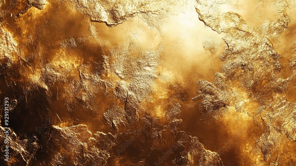 Poster golden frost abstract: a mesmerizing abstract image of golden frost, with intricate patterns and tex