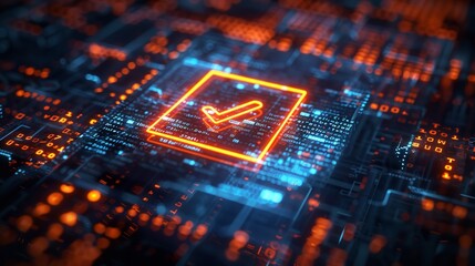 cybersecurity, Glowing neon line Verification of delivery list clipboard icon isolated, to do list icon