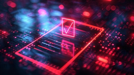 cybersecurity, Glowing neon line Verification of delivery list clipboard icon isolated, to do list icon