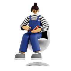 3D Render of a Teacher Holding a Book and Pointer