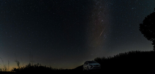 Nachtaufnahme vom Sternenhimmel mit der Milchstrasse. © Mike