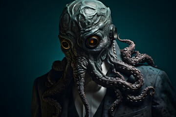 Fototapeta premium science fiction octopus man photo, villian