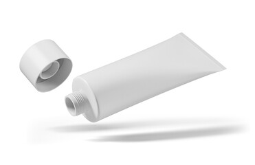 A white cosmetic cream tube on a white background