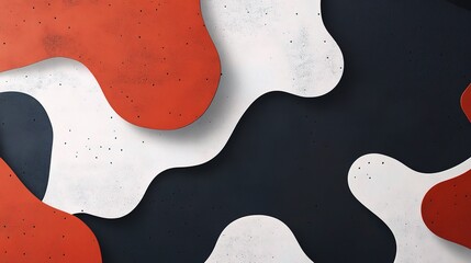 Obraz premium Abstract Organic Shapes: Red, white, and black fluid forms dance against a dark background in this abstract design, creating a visually captivating and modern composition. 