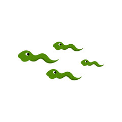 Vector Illustration Swimming tadpoles A small creature that has a long tail, lives in water, and grows into a frog.