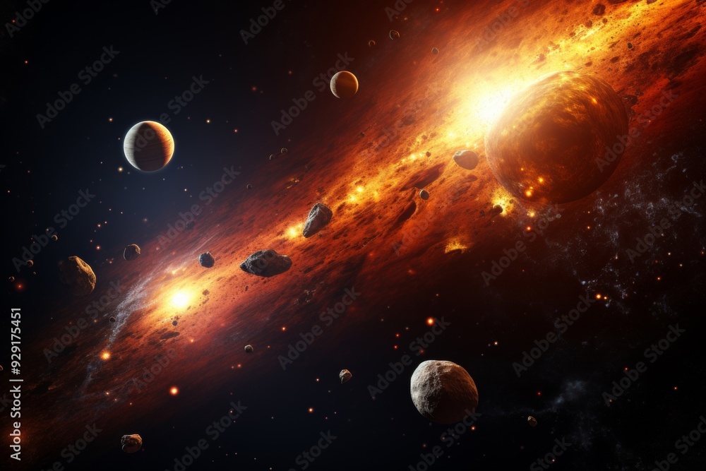 Wall mural cosmic collision: a fiery spectacle in the vastness of space