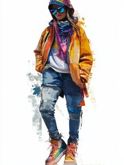Fashionable Woman in Yellow Jacket and Blue Jeans