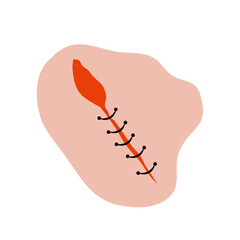 Cut suture scar vector icon. First aid injury stitch skin concept wound