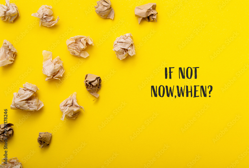 Poster a yellow background with a pile of crumpled paper on it. the paper is scattered in different directi