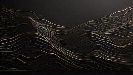Black background with thin golden lines, luxurious and bold.