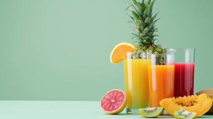 Fototapeta premium Fresh Juice with Tropical Fruits.