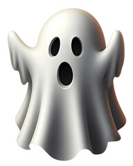 A white ghost on a transparent background, 3d