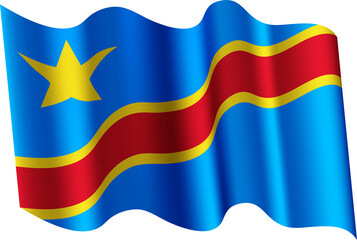 Naklejka premium DR Congo Realistic 3D Waving Flag