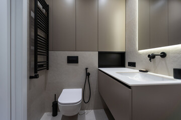 Bright elegant bathroom interior in a luxury house