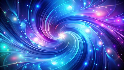 Obraz premium Vibrant abstract background featuring a mesmerizing swirl of cool gradient lights, blending soothing hues of blue and purple in a futuristic, dynamic pattern.