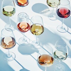 Assorted Wine Glasses in Sunlight