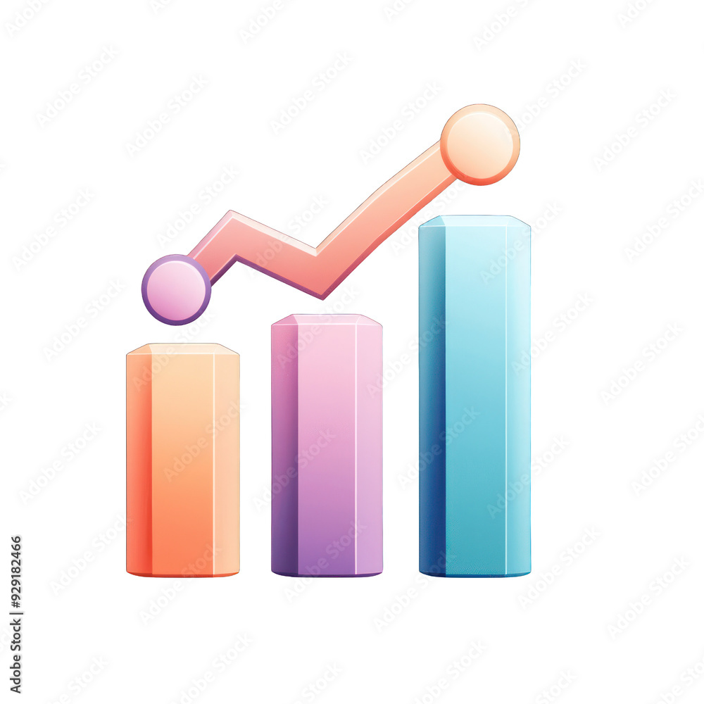 Aufkleber colorful bar chart with an upward trend line representing growth and statistical analysis in a moder