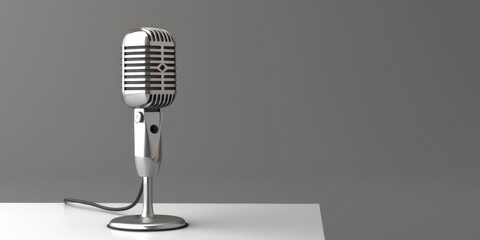 Vintage Microphone on a White Table