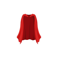 Cloak shoulders covering, isolated set of clothing in realistic design. Costume or suit outfit. Red manteau, cape or mantle part of apparel. Vector superhero costume, rescue coat of satin