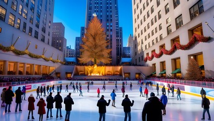 Obraz premium Ice skating rink in downtown Chicago, Illinois, USA.