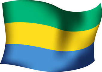 Gabon Realistic 3D Waving Flag