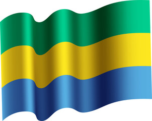 Gabon Realistic 3D Waving Flag